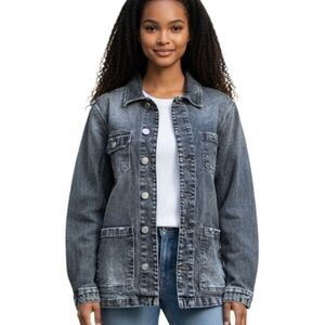 SHARABATI Denim Womens Classic Denim Jean Jacket in Black Size M faded grey wash